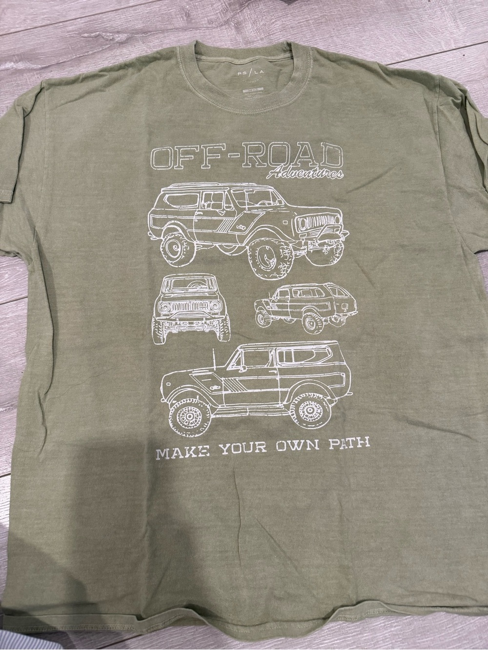 PacSun Olive Green 'Off-Road Adventures' Graphic Tee